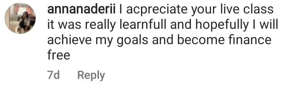 Instagram workshop testimonial from annanaderi