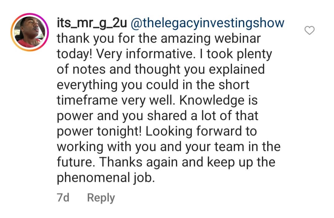 Instagram workshop testimonial from its_mr_g_2u